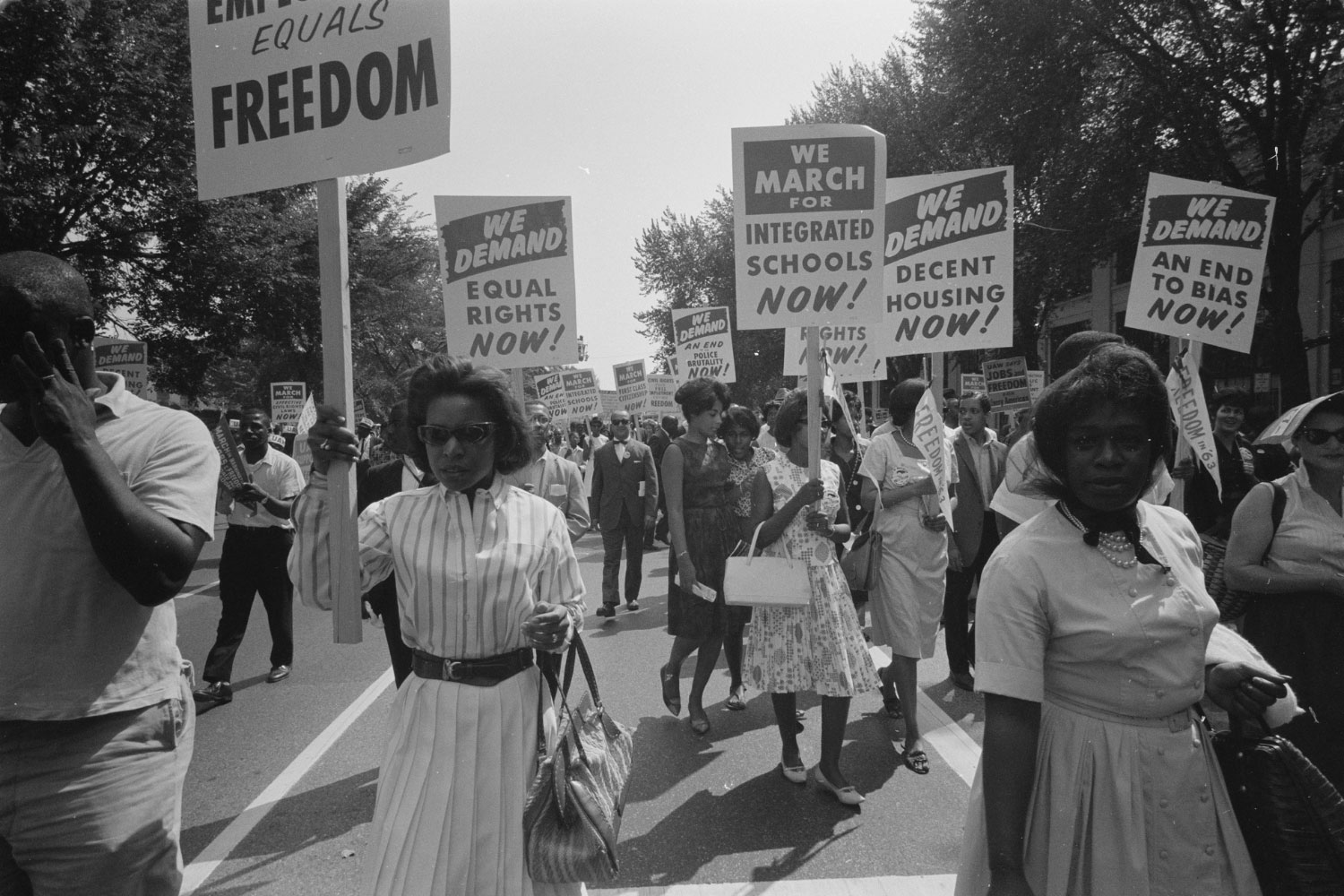 African American women marching for equality